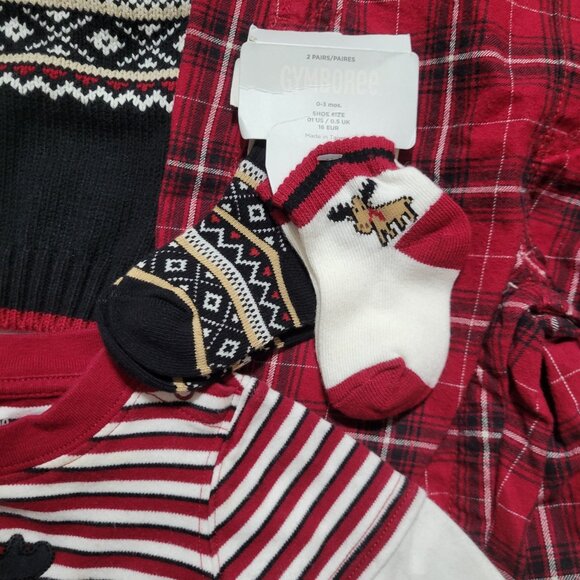 Gymboree Holiday Traditions NWT 3-6 month Overalls & sweater, Used 3-6 Bodysuit - Picture 4 of 6